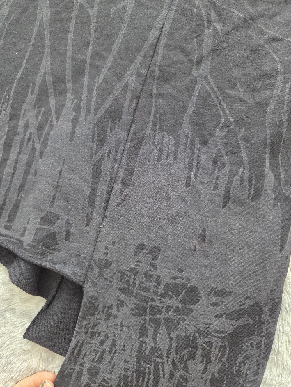LUUKAA Asymmetric Abstract Graphic Tunic Top - Earth Smoke Print - Black / Charc - Picture 6 of 11